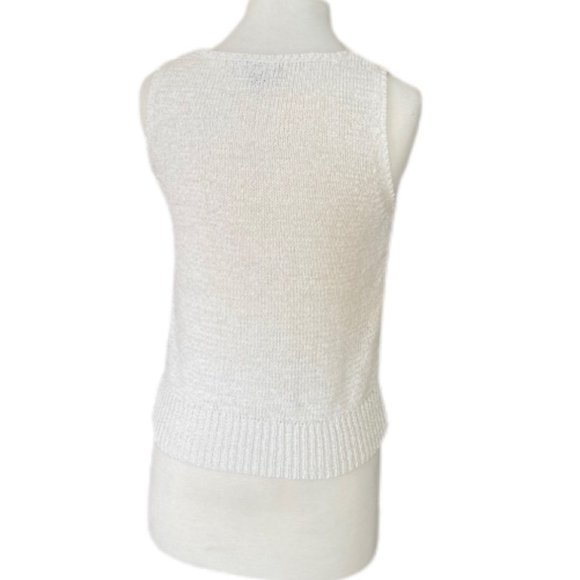 Vintage August Silk Cream Cable Knit Tank Top | Size Large - Picture 3 of 5